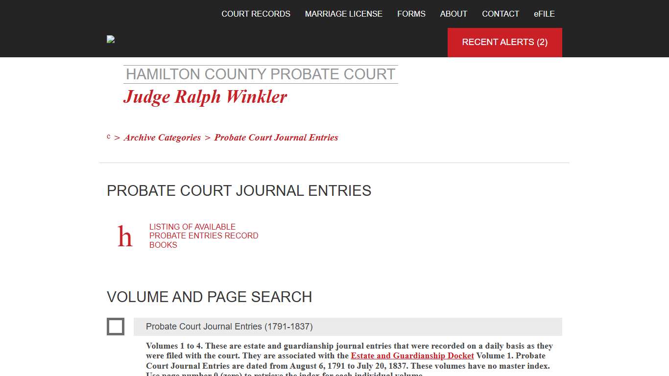 Probate Court Journal Entries